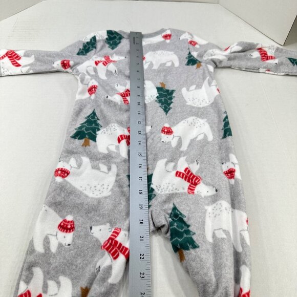Carter's Child's Sz 4T Footed Christmas Sleeper Gray Polar Bears And Trees NWOT - Picture 16 of 16